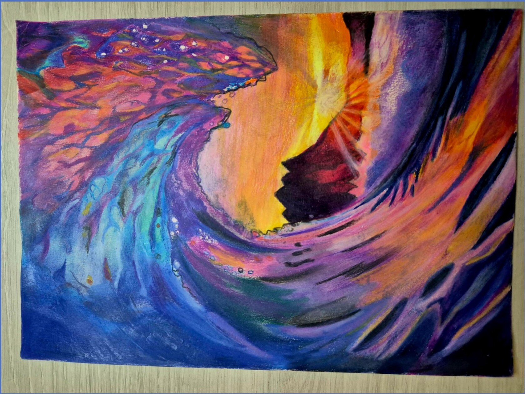 Pintura abstrata com cores em movimento