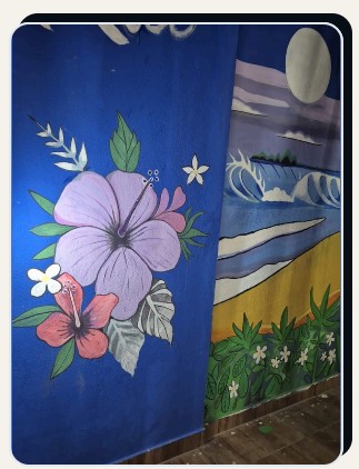 Mural de flores com a palavra Não